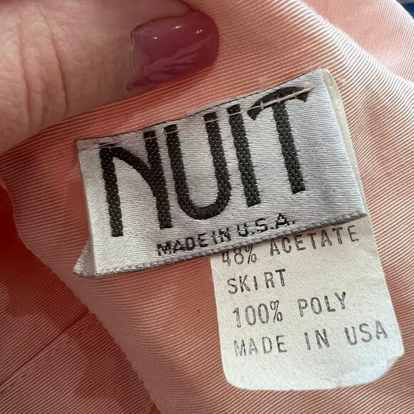 NUIT Vintage 80s Light Pink Short Sleeve Large Bow Below Knee Dress Valentines - Picture 9 of 11